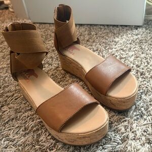 Sorel Tan Wedge Sandals